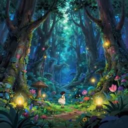 enchanted forest, sanctuary, glowing lights, epic fantasy, colorfully, digital art, highly saturated colors, concept art, detailed illustration, hd, 4 k, digital art, greg rutkowski, dan mumford, studio ghibli trending on artstation