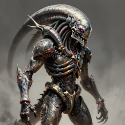 a beautiful portrait of a tyranid, art by yoshitaka amano and warhammer 4 0 k