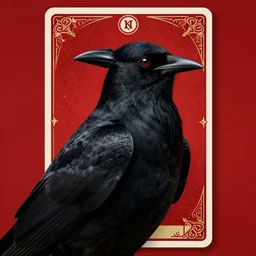 beautiful digital fantasy illustration of a black bird with a red background, poster art by victo ngai, behance contest winner, vanitas, wiccan, tarot card, behance hd, high detail texture, unreal engine, 8 k, photographic quality, ultra hyper realistic quality, 8 k definiton, hyper - realistic, cinematic, cinematic lighting