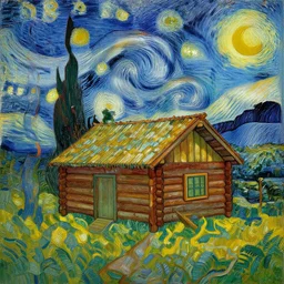 [ a log cabin in the forest ] [ van gogh ] [ chromatic ]
