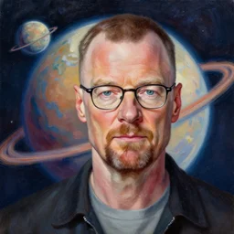 walter white planet, oil painting, detailed, brush strokes, vivid