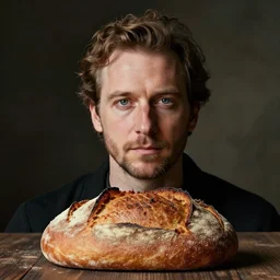 beautiful portrait half steve buscemi half artisan loaf of sourdough bread, art by anders zorn, wonderful masterpiece by greg rutkowski, beautiful cinematic light, american romanticism thomas lawrence, greg rutkowski