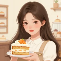 a ( girl as personification of carrot cake ), beauty portrait, fantasy bakery, digital art by krenz cushart, laurie greasly, wlop, artgerm, scott m fischer, intricate, highly detailed, sharp focus, smooth, epic composition, joyful, unreal engine