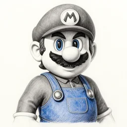 mario as the witcher, pencil art on paper, highly detailed, looking defiantly at the camera, front!!