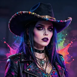 splashes of neon, mowhawk, punk women portrait made out of paint, trending on artstation, epic composition, emotional, beautiful, rendered in octane, highly detailed, realistic, tim burton comic book art, sharp focus, unreal engine, depth of field, path tracing
