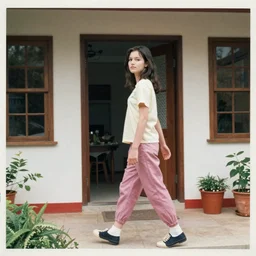 color photo, a girl walking in her house, 1 9 9 0 photograph magazine.