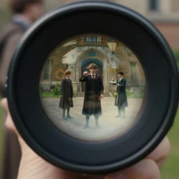 sharp lens, detailed, film still from a 2 0 1 9 sci fi 8 k movie, set in 1 8 5 0 in an alternate universe, mid distant shot of three students practicing magic, outside the school of magic, with good special effects, wearing 1 8 5 0 s clothes, atmospheric lighting, in focus, reflective eyes, 2 4 mm macro lens, live action, nice composition
