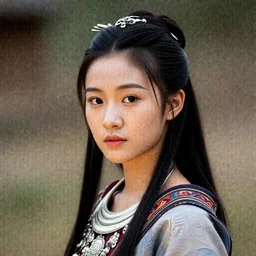 A young ancient asian tribal princess, (EOS 5DS R, ISO100, f/8, 1/125, 84mm, postprocessed, crisp face, facial features)