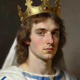 head - on portrait, colin franco as a king in white robes with blue details, digital painting, detailed, highly detailed, smooth, sharp focus, illustration by hubert robert, hugh ferriss