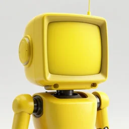 robot with old monitor screen for head yellow monochromatic, trending in artstation, deviantart, pixiv, unreal engine, octane render