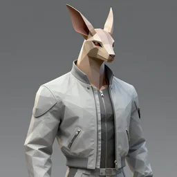 hyperdetailed anubis wearing a pale gray flight jacket, highly detailed portrait, polygon style, digital painting, artstation hq, intricate, elegant, medium shot