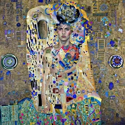 portrait of beautiful young man, warhammer, japanic style, cyberpunk, a lot of scars, more and more flowers, blue head, the future ages, highly detailed, artstation, illustration, art by gustav klimt, 8 k quality