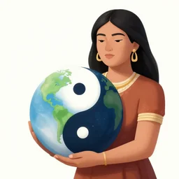 pachamama and earthmother holding the yin and yang world