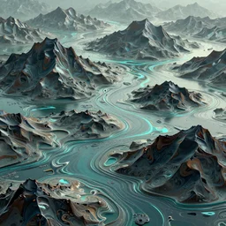 an alien landscapes of liquid fauvism pattern, glue and pva mountains, 8 k resolution, digital art, ultradetailed, texture by beeple, unreal engine