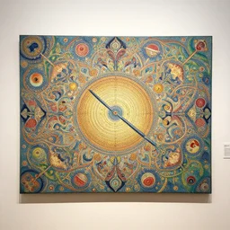 art gallery, playful color scheme, intricate details, matte painting, illustration, by hayao miyazaki