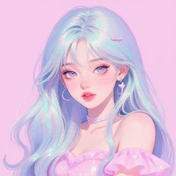 flowing glitter princess, pastel texture, matte painting hyperpop portrait trending on pixiv