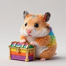 hamster made out of rainbow treasure, 8k, vibrant