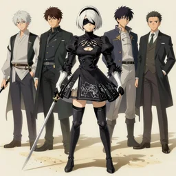 full body portrait dressed nier automata b 2, blindfolded, sand floor, portrait shinkai makoto studio ghibli studio key hideaki anno sakimichan stanley artgerm lau rossdraws james jean marc simonetti elegant highly detailed digital painting artstation pixiv