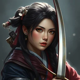 portrait of a beautiful female samurai archer, 8 k, fantasy, hyperrealistic, trending in artstation, art by laura sava