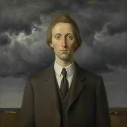dark clouds, detailed painting by rene magritte