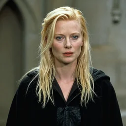 film still of tilda swinton as voldemort in harry potter, 4 k