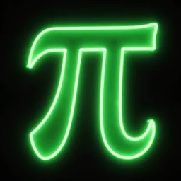 glowing green text in the shape of the pi symbol