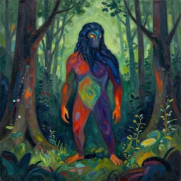 a creature in the woods neo - expressionism