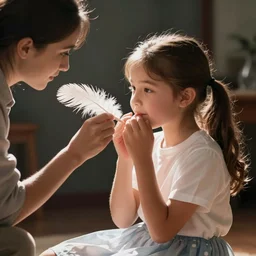 a coed girl getting her feet tickled by a teacher with a feather