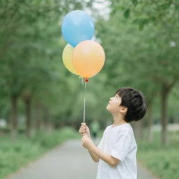 a boy with a balloon,