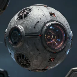 close up shot of a spheric round ball shaped sci fi space ship, the space ship is round, sharp focus, concept art, very detailed, very realistic, trending on artstation, in the style of star citizen, star wars, overwatch, beautiful, sci fi, cinematic shot, great composition, dynamic light, atmosphere, wojtek kapusta, jonathan ching, edgaras cernikas, scott robertson,