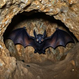 eyes with bat wings in a cave