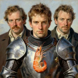 shrimp fish as a fantasy knight, closeup portrait art by norman rockwell and donato giancola and greg rutkowski,