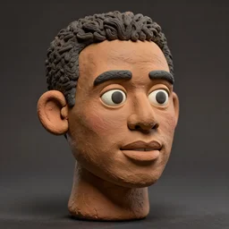 real muhammad ali!! clay! close detailed sculpted head , style: claymation puppet kids clay , by guldies