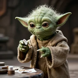 film still of yoda dealing drugs in the new star wars movie 4 k