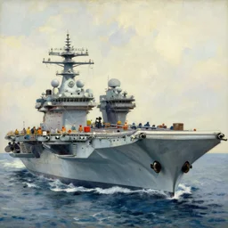 Queen Elizabeth Class aircraft carrier, painting by Vincent Van Gouh