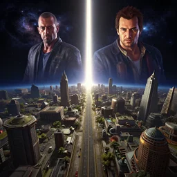 highly detailed vanishing - point of cosmic space, in gta v, stephen bliss, unreal engine, fantasy art by greg rutkowski, loish, rhads, ferdinand knab, makoto shinkai and lois van baarle, ilya kuvshinov, rossdraws, tom bagshaw, global illumination, radiant light, detailed and intricate environment