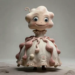 absurdist wiggly blob in a dress, highly detailed, cam de leon & john j. park, cinematic light, salvador dali, medium shot, ground angle, uhd 8 k, shallow depth of field