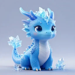 a 3 d render of a cute, blue, female, anthropomorphic dragon with ice crystals growing off her sharp focus, 8 k, unreal engine, trending on artstation