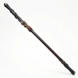 picture of a single long dark futuristic ninja staff with ornaments, cyberpunk, sci - fi, fantasy, close shot, single long stick, white background