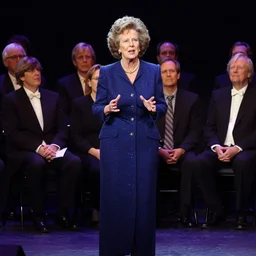 margaret thatcher on stage with the talking heads, concert photo, stop making sense