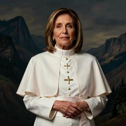 satanic nancy pelosi in the pope's clothes crosshatch