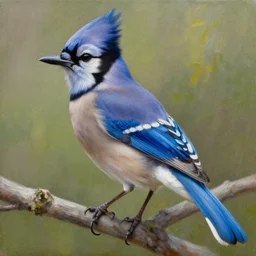 trending on artstation, beautiful depiction of a Blue Jay, oil on canvas