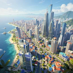 solarpunk sea city, highly detailed, 4k, HDR, smooth, sharp focus, hyper realistic, high resolution
