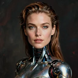 portrait of beautiful female android, art by mario testino