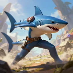 shark as an apex legends character a action shot digital illustration portrait design by, mark brooks and brad kunkle detailed, gorgeous lighting, wide angle action dynamic portrait one subject, one character