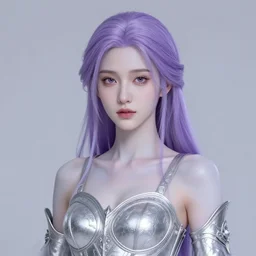 portrait of young female sorceress of the endtimes, transluscent skin, silver filigreed armor, lavender hair, beautiful! coherent! dungeons and dragons character, by brian froud, strong line, cool night color, high contrast