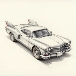 a color pencil design sketch for a 5 0 s flying cadillac car with wings