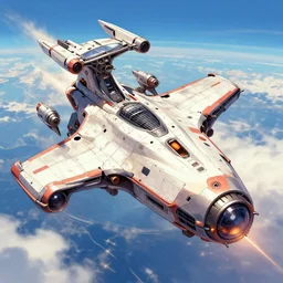 combat spaceship concept art colorful