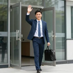 business man waving goodbye as he leaves