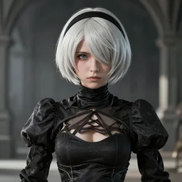 A beautiful portrait of 2B, nier automata, cinematic lighting, 8k, octane render